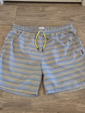 SWIMS Breeze Swimming Shorts Trunks - Size Large 6.5" Inseam - Blue & Yellow